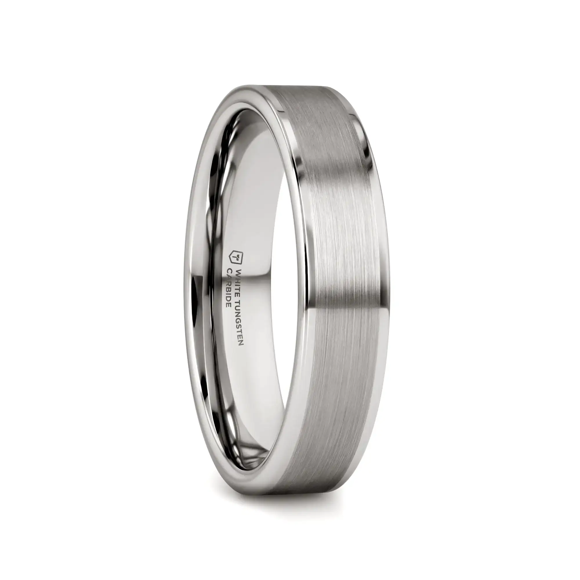 WAYNE Flat White Tungsten Wedding Band with Brushed Finished Center - 4mm - 8mm - Image 7
