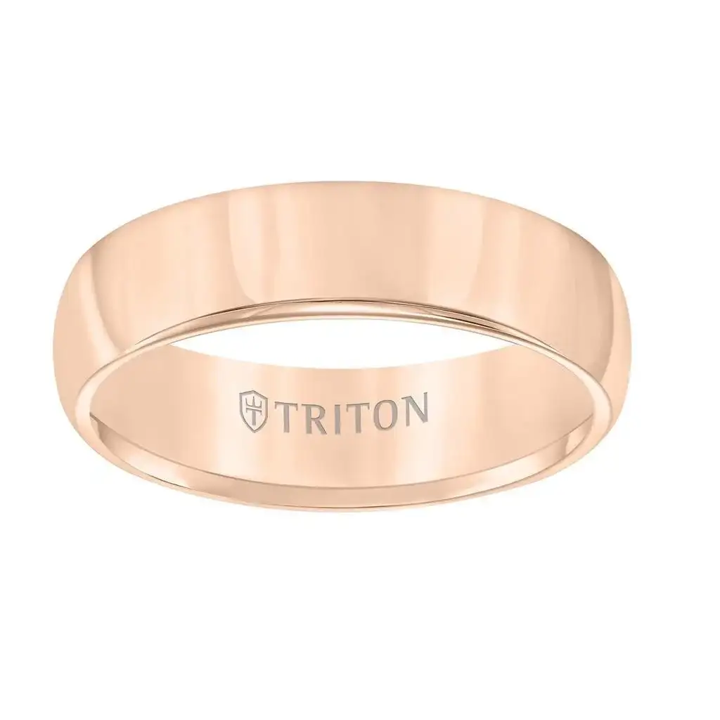 WHITNEY Domed Rose Tungsten Carbide Comfort Fit Band with Bright Polish by Triton Rings - 6mm - Image 2