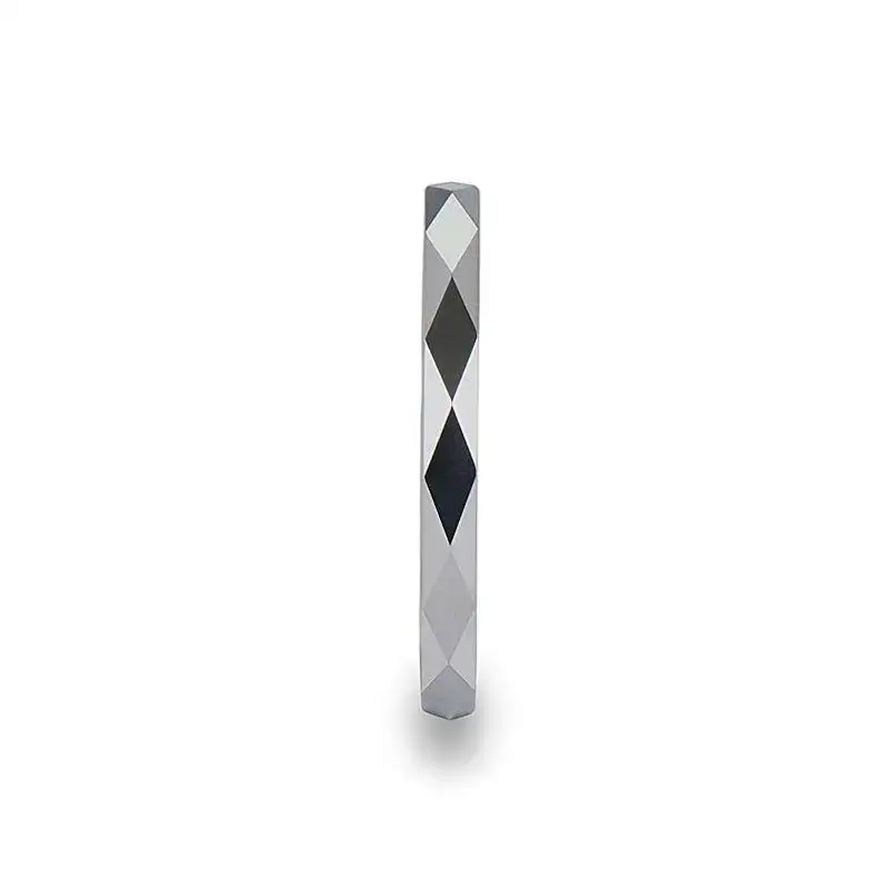 WICHITA Diamond Faceted White Tungsten Ring for Her - 2mm - Image 2