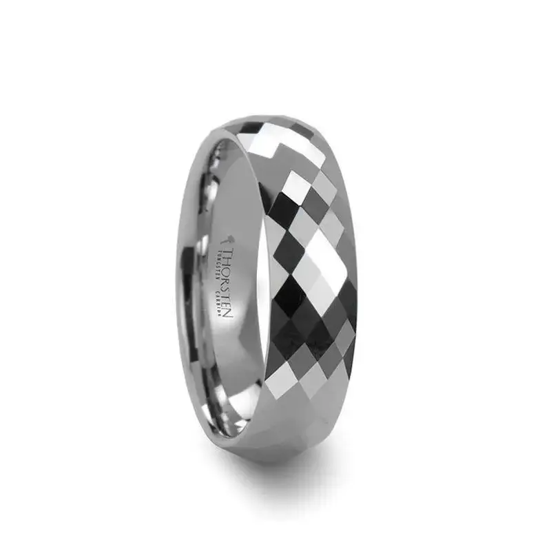 WICHITA Diamond Faceted White Tungsten Ring for Her - 2mm - Image 3