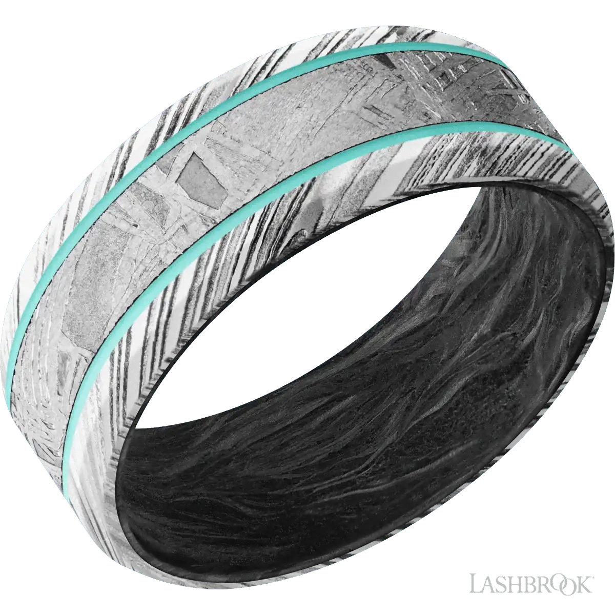 Woodgrain with Polish Finish and Meteorite Inlay and Forged Carbon Fiber - 8MM