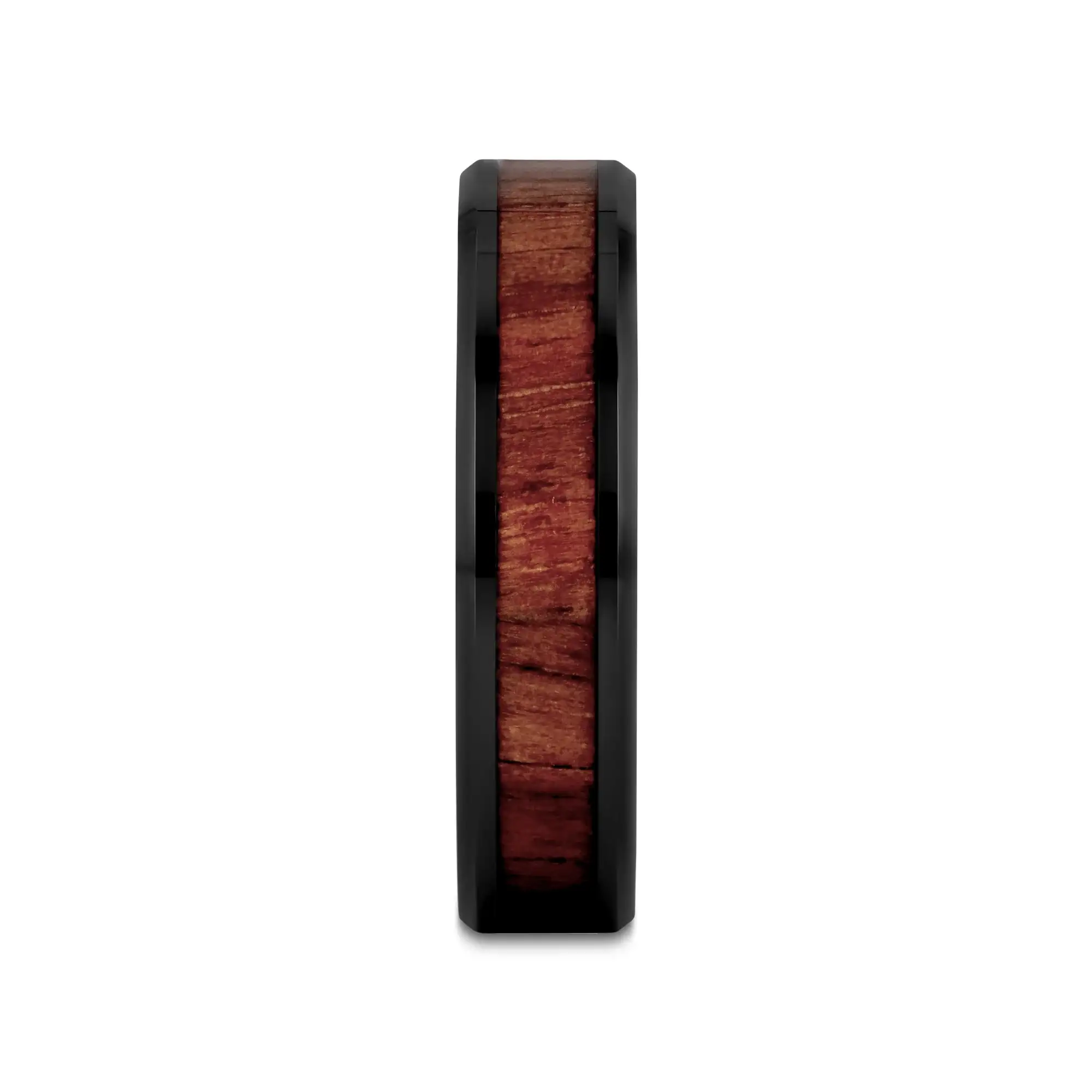 YUKON Beveled Black Ceramic Ring with Black Walnut Wood Inlay - 4mm - 12mm - Image 11