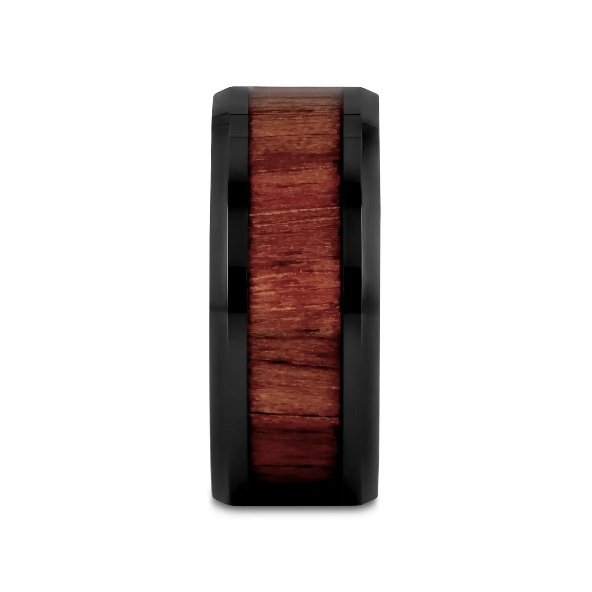 YUKON Beveled Black Ceramic Ring with Black Walnut Wood Inlay - 4mm - 12mm - Image 14