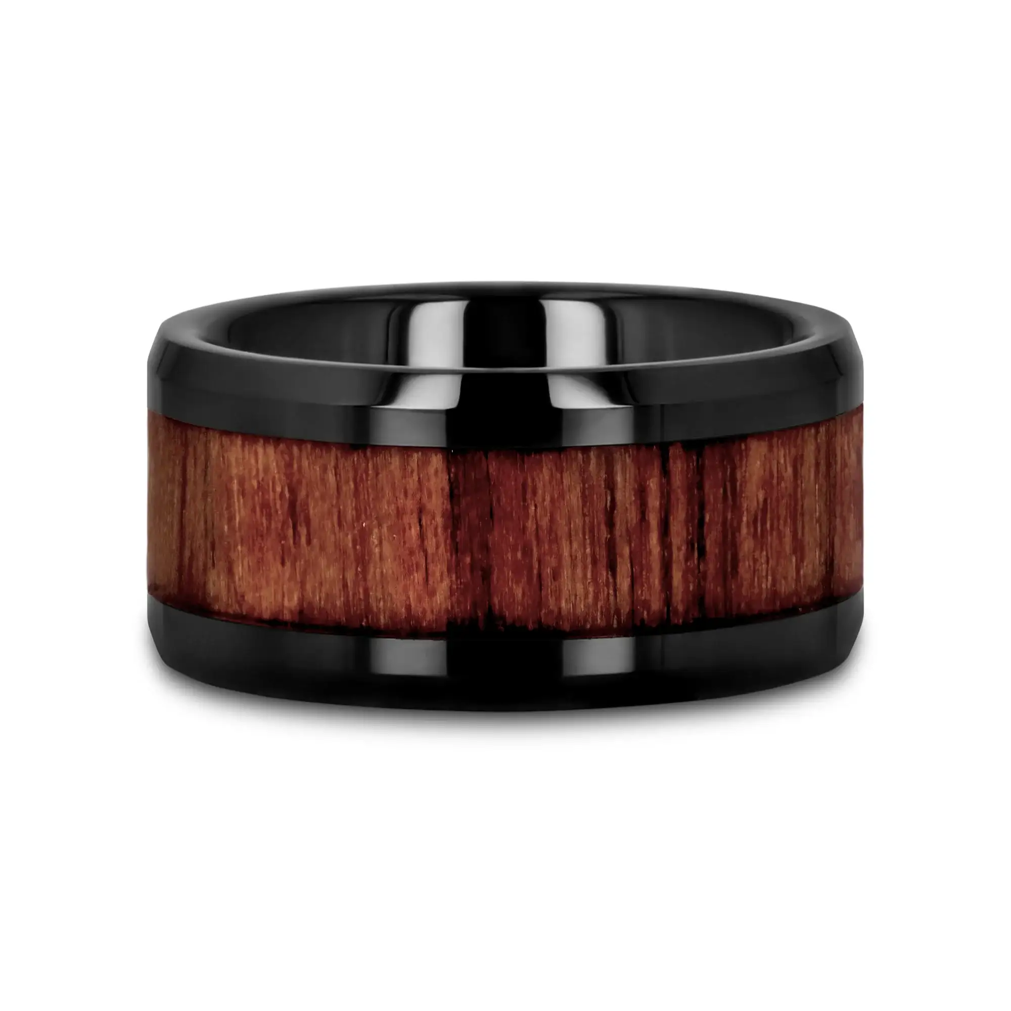 YUKON Beveled Black Ceramic Ring with Black Walnut Wood Inlay - 4mm - 12mm - Image 18