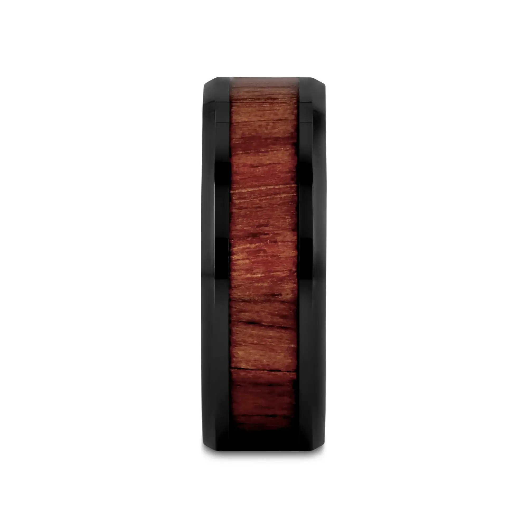 YUKON Beveled Black Ceramic Ring with Black Walnut Wood Inlay - 4mm - 12mm - Image 2