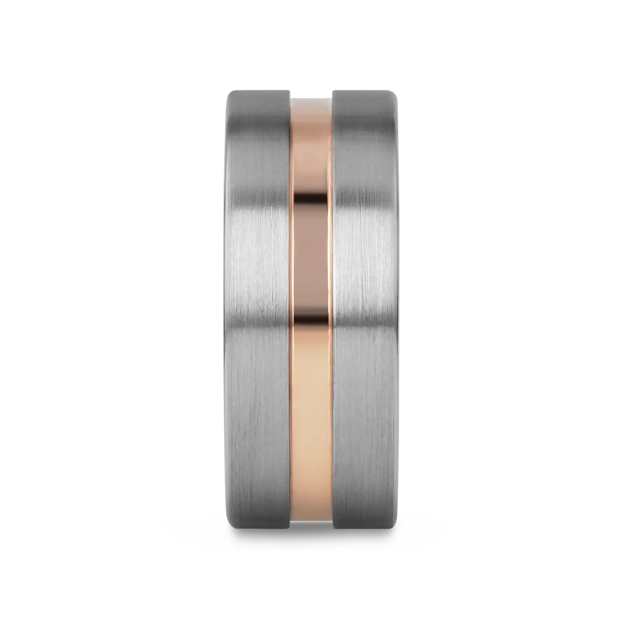 ZEUS Flat Brushed Tungsten Carbide Ring with Rose Gold-Plated Groove (4mm–10mm) - Image 11