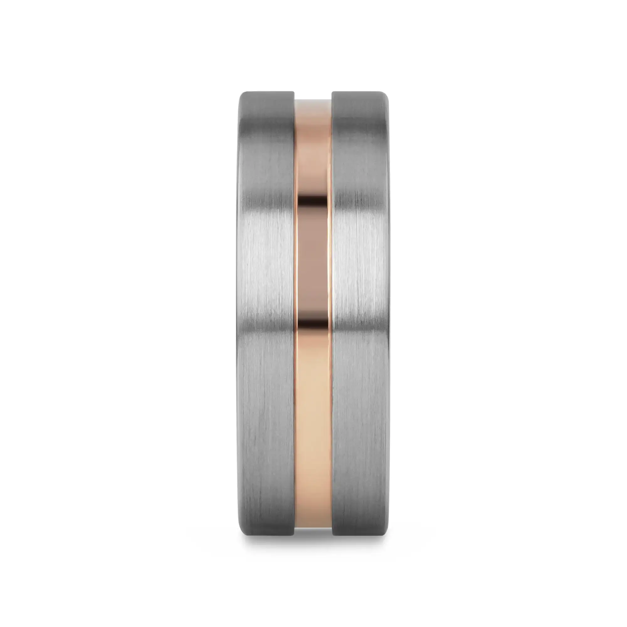 ZEUS Flat Brushed Tungsten Carbide Ring with Rose Gold-Plated Groove (4mm–10mm) - Image 2