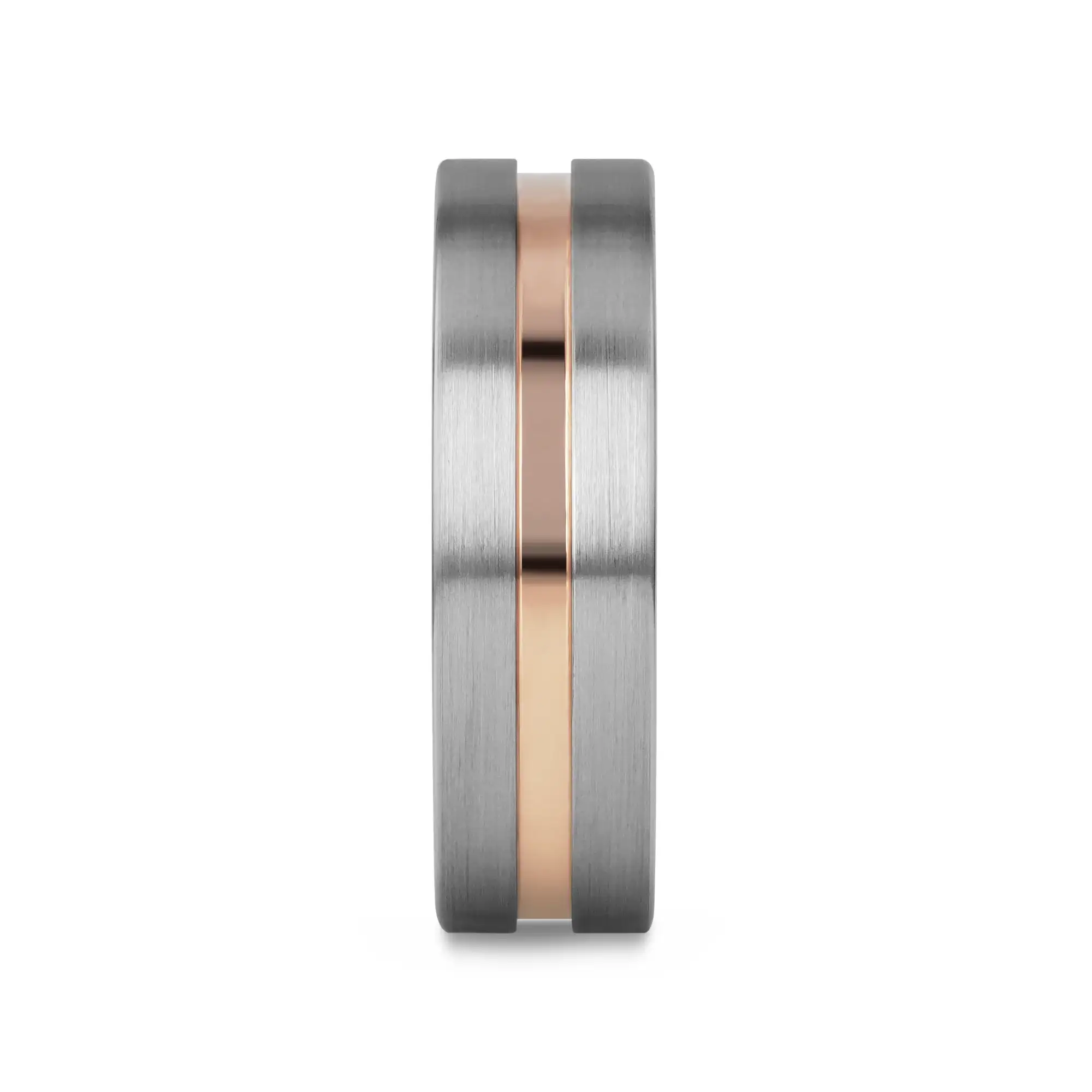 ZEUS Flat Brushed Tungsten Carbide Ring with Rose Gold-Plated Groove (4mm–10mm) - Image 5