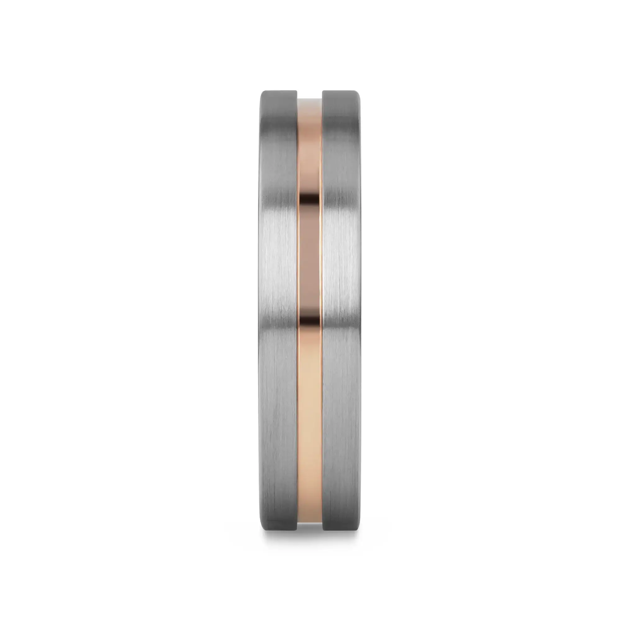 ZEUS Flat Brushed Tungsten Carbide Ring with Rose Gold-Plated Groove (4mm–10mm) - Image 8