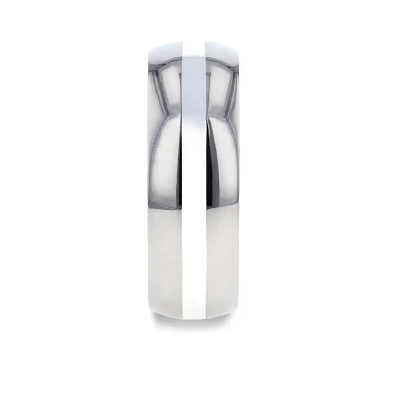 ZILVER Silver Inlay Titanium Wedding Ring with Domed Polished Edges - 6mm & 8mm - Image 2