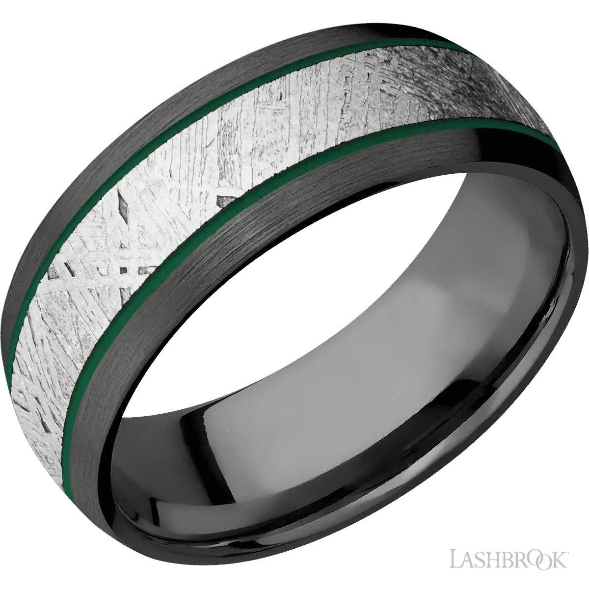 Zirconium Band with Satin Finish and Meteorite Inlay - 8MM