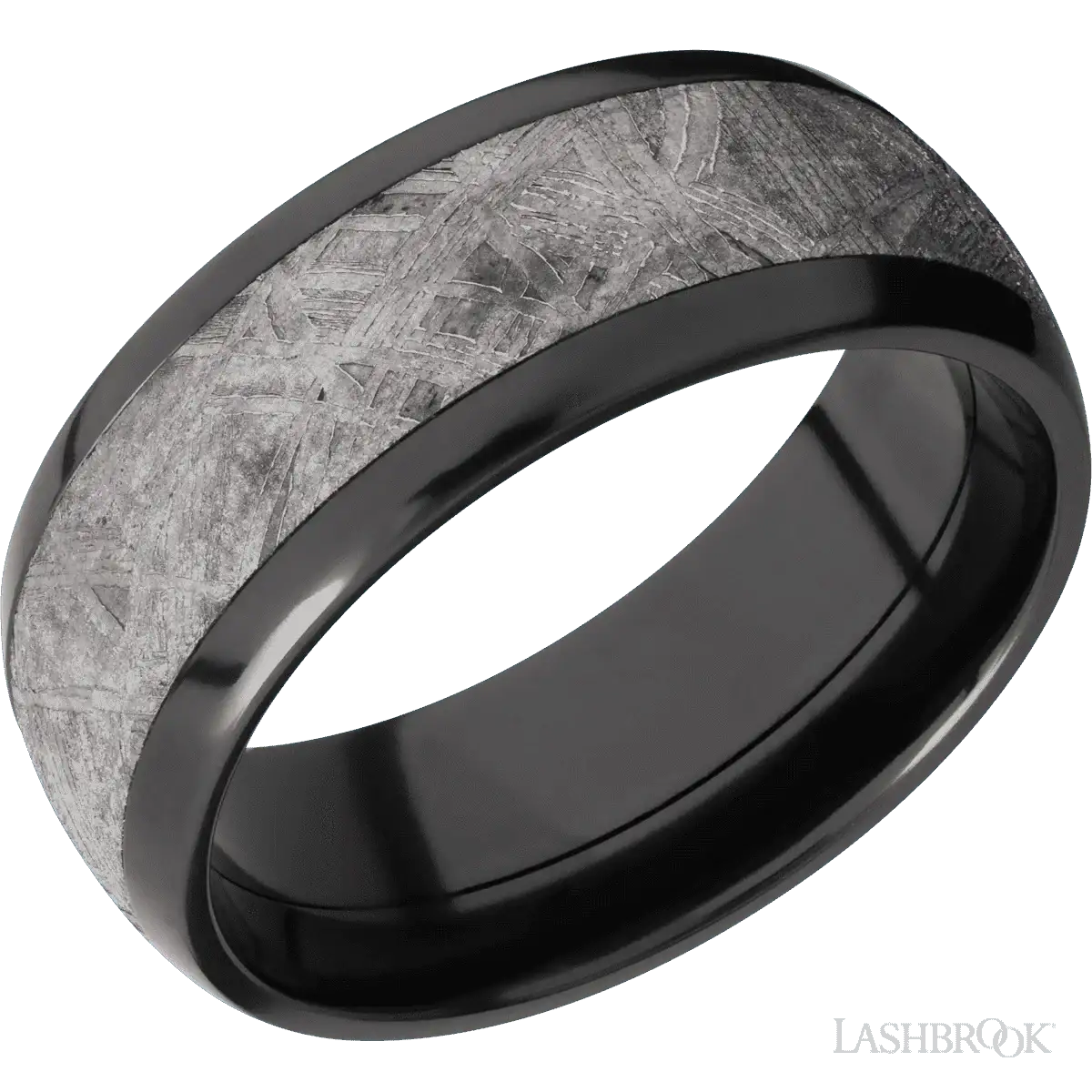 Zirconium with Polish Finish and Meteorite Inlay - 8MM