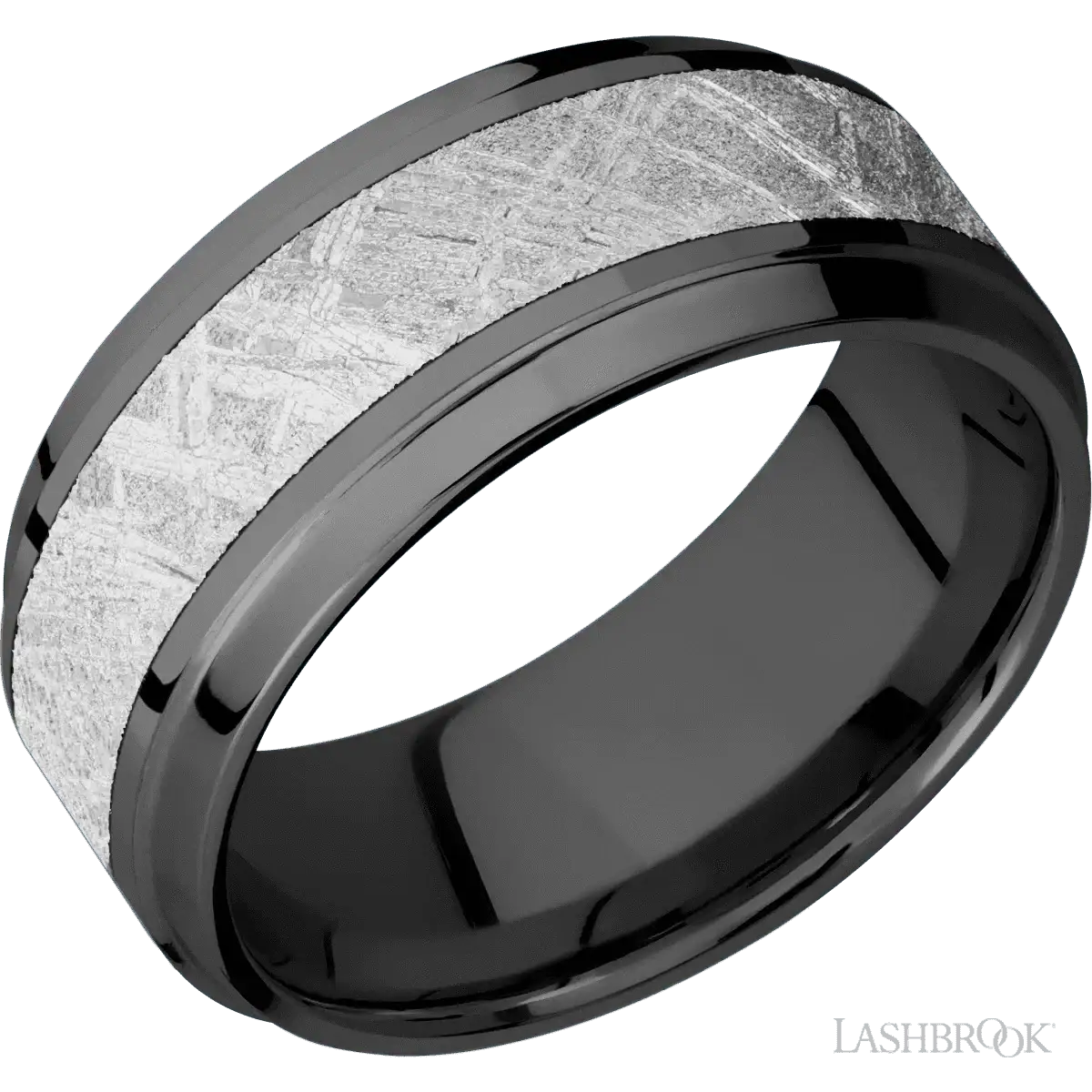 Zirconium with Polish , Polish Finish and Meteorite Inlay - 9MM