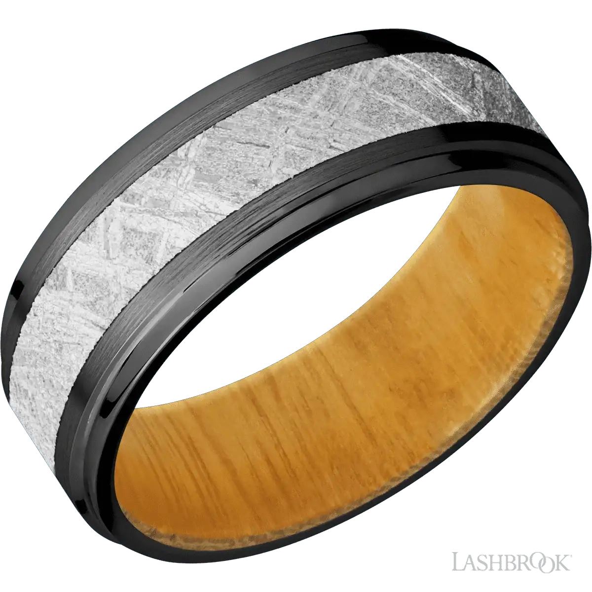 Zirconium with Satin , Polish Finish and Meteorite Inlay and Osage Orange - 8MM